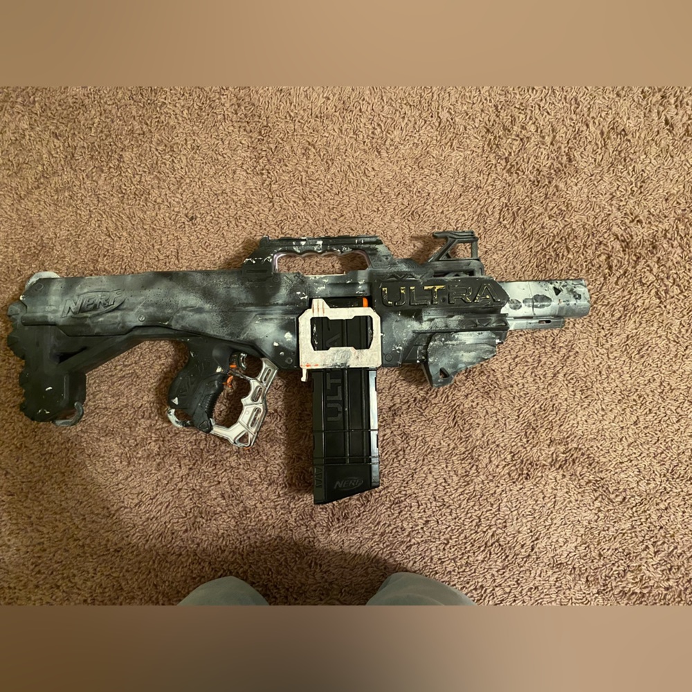 this nerf gun has custom paint job done by a local artist in my area